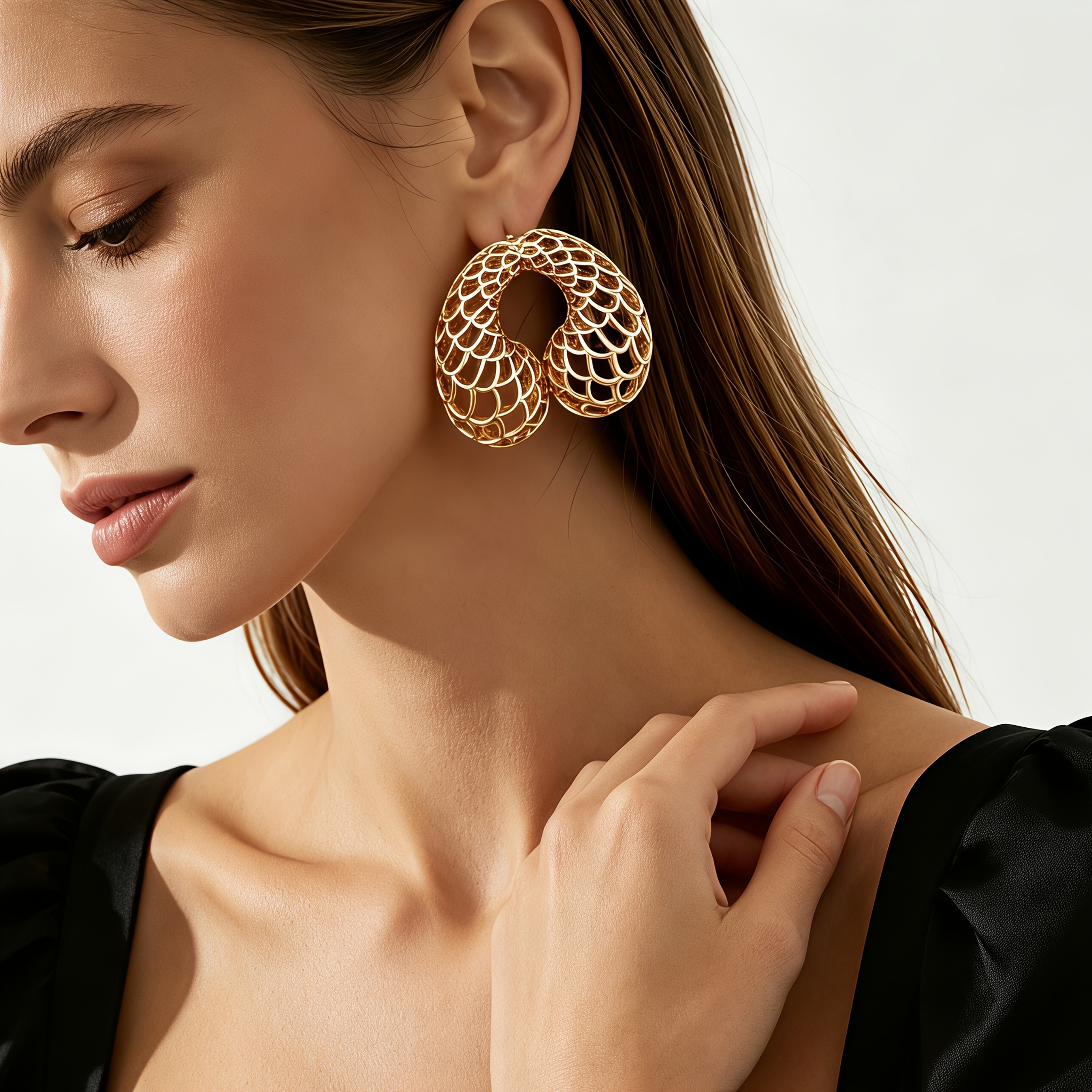 Women's Geometric Openwork Double Teardrop Drop Earrings